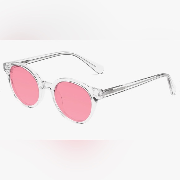 BRAND NEW YESGLASSES SUNGLASSES WITH CLEAR FRAMES AND PINK NO RX LENSES - Picture 11 of 11